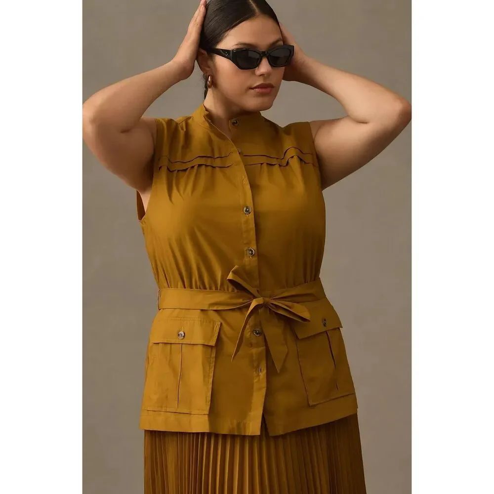 Anthropologie Pleated Sleeveless Midi Dress - Picture 7 of 13